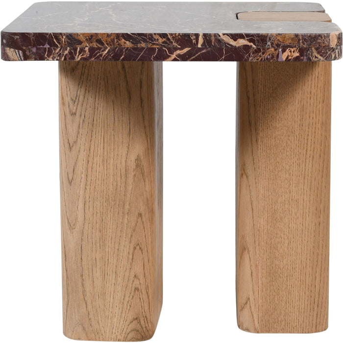 Ravenna - Marble/Stone End Table - Burgundy - Simple Home Plus