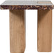 Ravenna - Marble/Stone End Table - Burgundy - Simple Home Plus