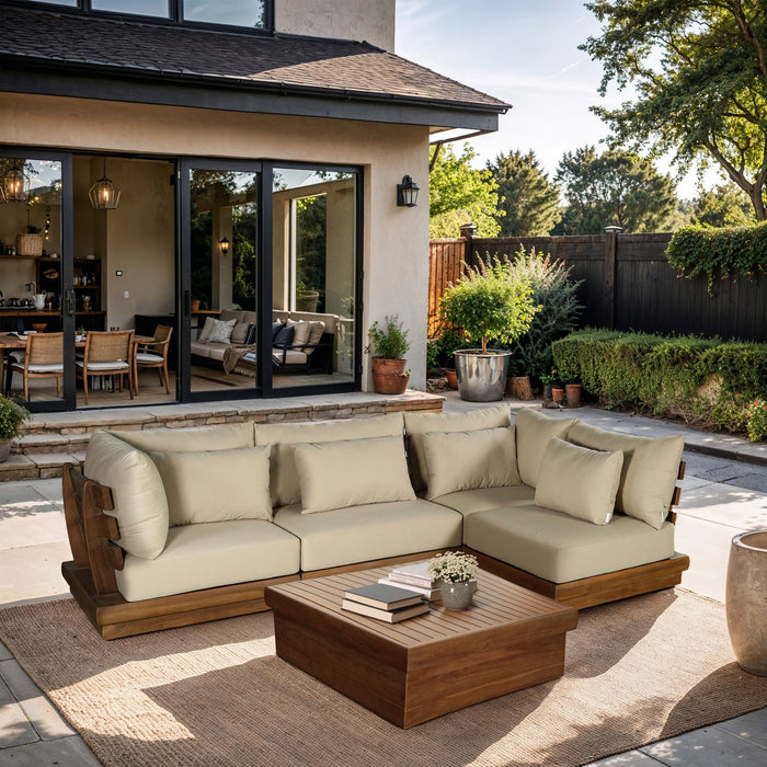 Mirella - 4 Piece Water Resistant Fabric Outdoor Patio Modular Sectional - Simple Home Plus