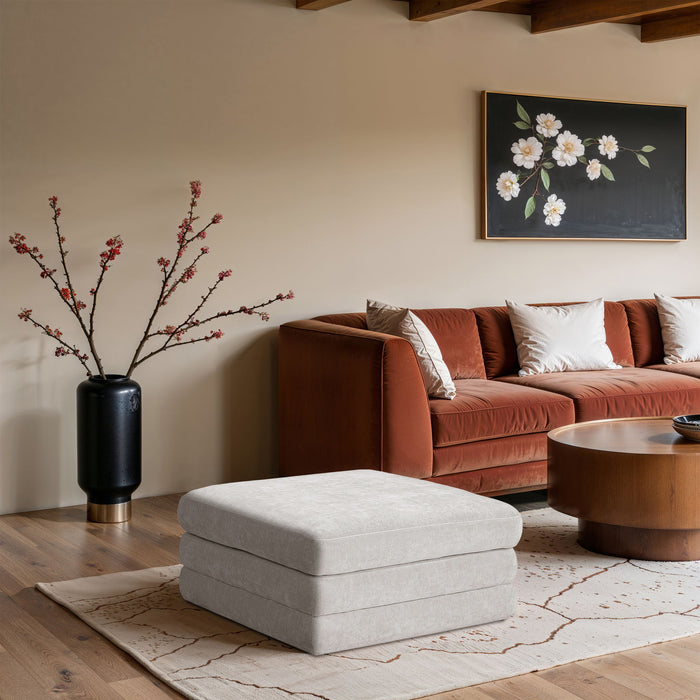 Stellar - Chenille Fabric Upholstered Modular Modular Ottoman - Simple Home Plus