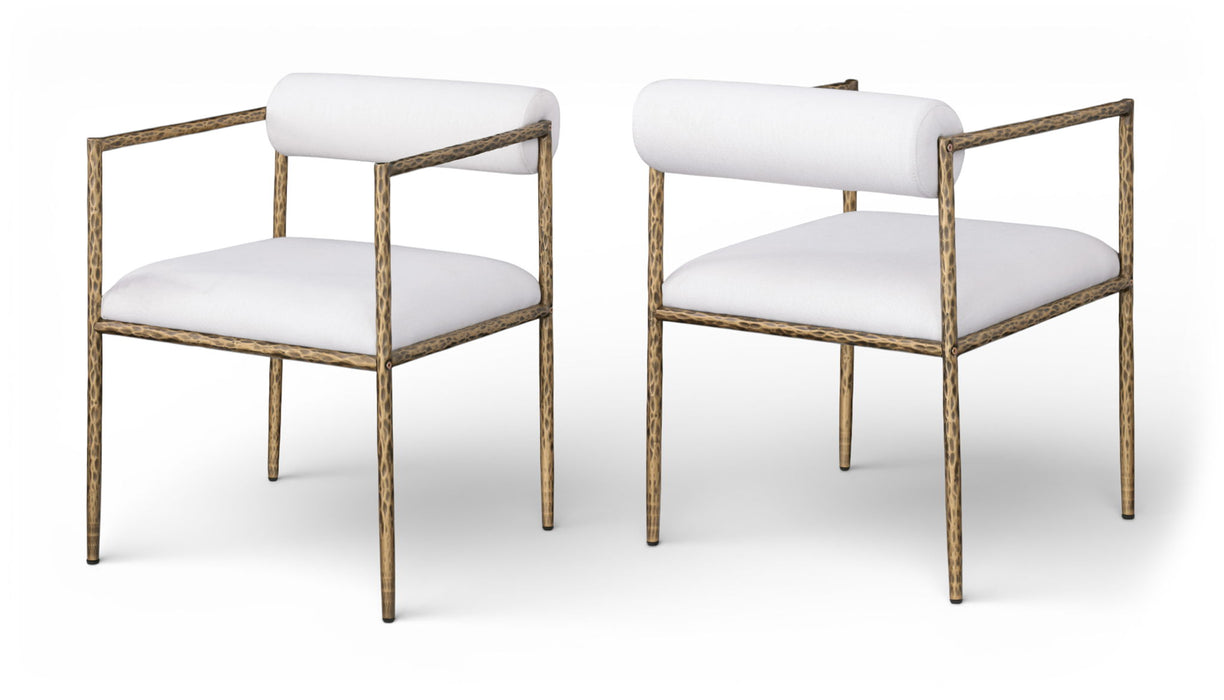 Axis - Linen Textured Cream Fabric Upholstered Dining Chair (Set of 2) - Simple Home Plus