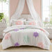 Gracie - Floral Reversible Tufted Chenille Duvet Cover Set - White / Purple - Simple Home Plus