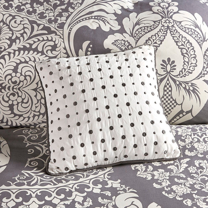 Vienna - Queen 7 Piece Printed Comforter Set - Gray - Simple Home Plus