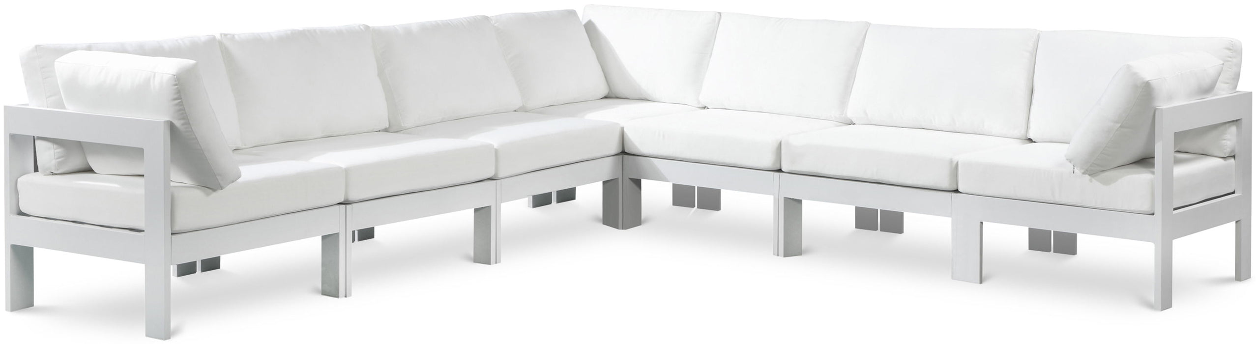 Nizuc - Outdoor Patio 7 Piece Modular Sectional With White Frame - Simple Home Plus