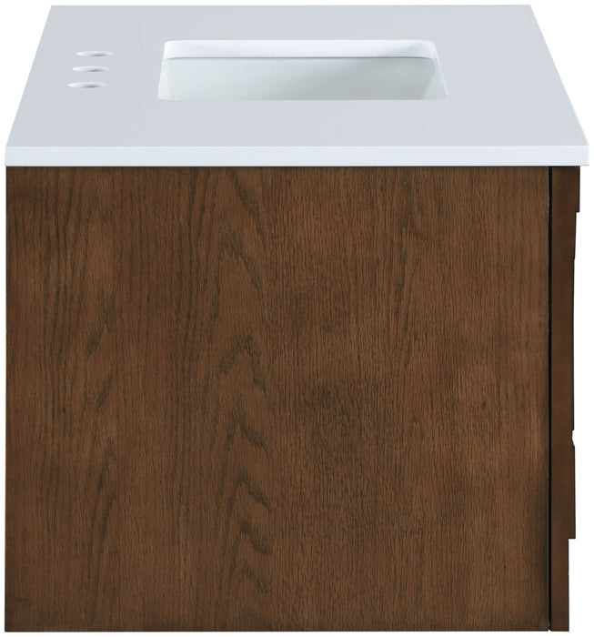 Leonardo - Engineered Stone And Solid Wood 24" Wall Mounted Bathroom Vanity - Simple Home Plus