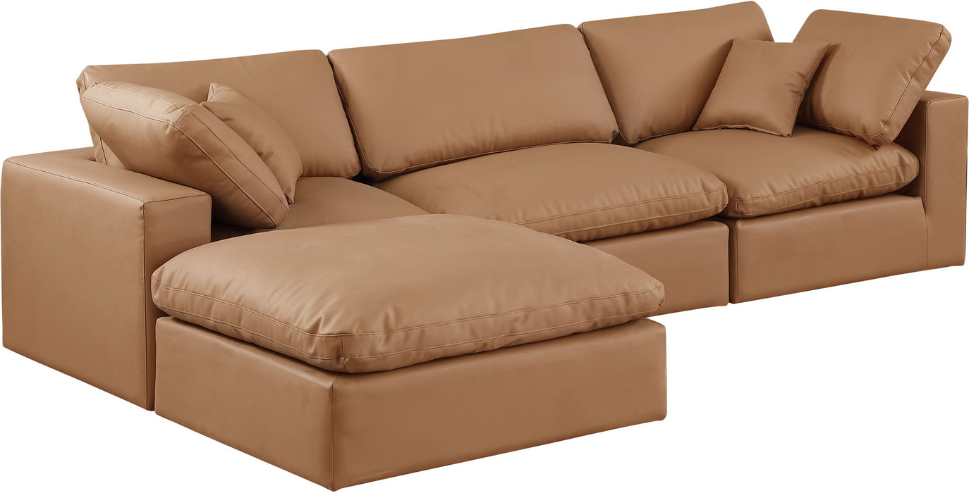 Comfy - 4 Piece Faux Leather Modular Sectional With Chaise - Simple Home Plus