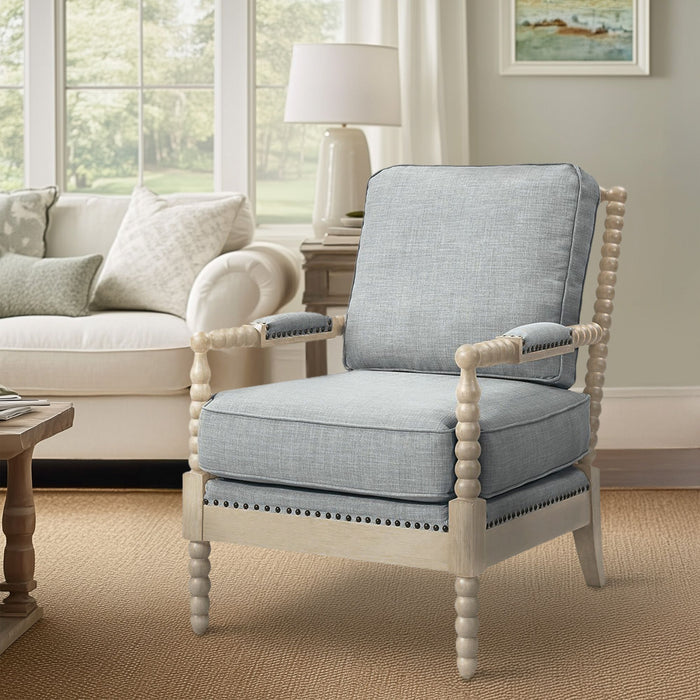 Donohue - Accent Arm Chair - Light Blue / Antique Cream - Simple Home Plus