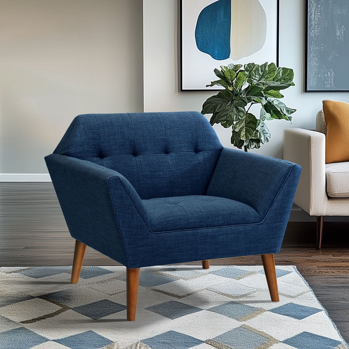 Newport - Wide Mid-Century Modern Lounge Chair (Set of 2) - Blue - Simple Home Plus