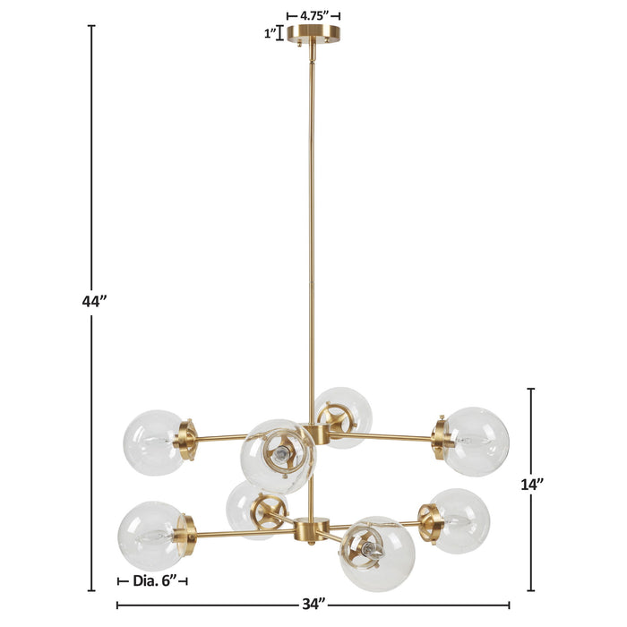 Calista - 8 Light Metal Chandelier With Globe Bulbs - Gold / Clear - Simple Home Plus
