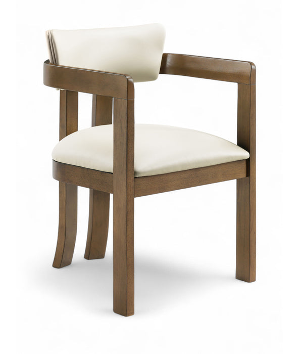 Lavrin - Vegan Leather Upholstered Dining Arm Chair (Set of 2) - Walnut Base - Simple Home Plus