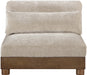Turin - Chenille Fabric Upholstered Modular Armless Chair - Taupe / Brown Walnut - Simple Home Plus