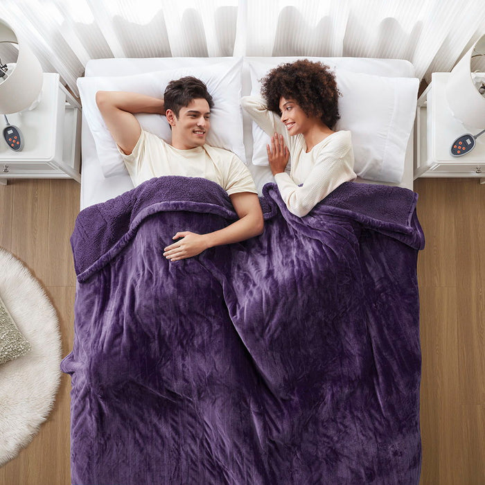 Heated Microlight To Berber - Queen Fabric Blanket - Purple