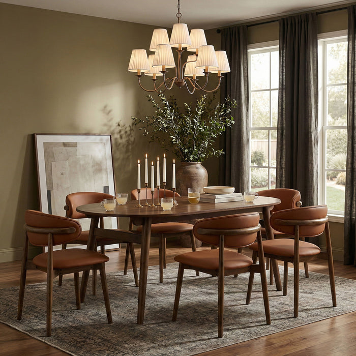 Leesa - Solid Wood And Walnut Veneer Dining Table - Simple Home Plus
