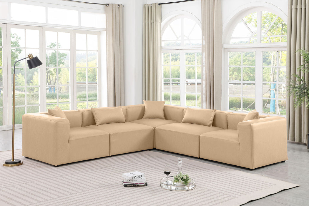 Cube - 5 Piece Modular Corner Sectional - Tan - Simple Home Plus