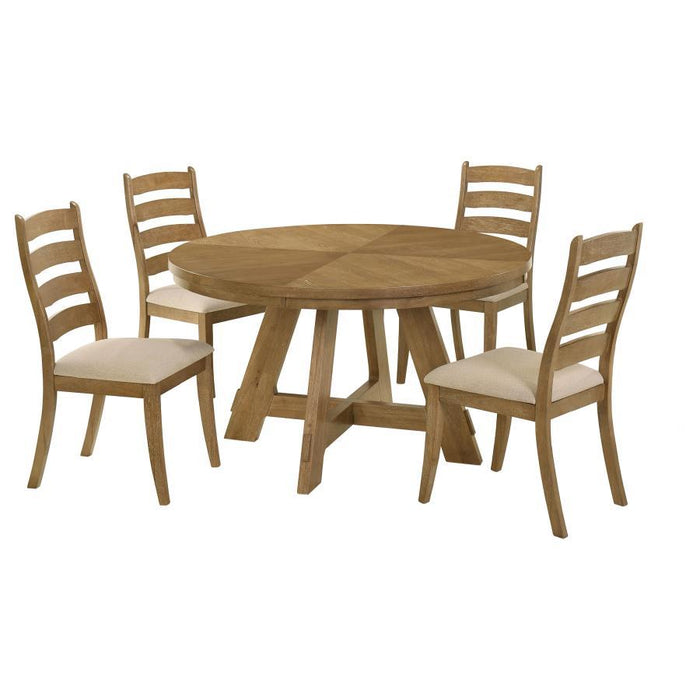 Danvers - 5 Piece Dining Table Set - Brown Oak And Beige - Simple Home Plus