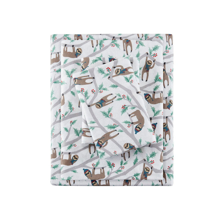 Cozy Flannel - Twin Printed Sheet Set - Multi Sloth