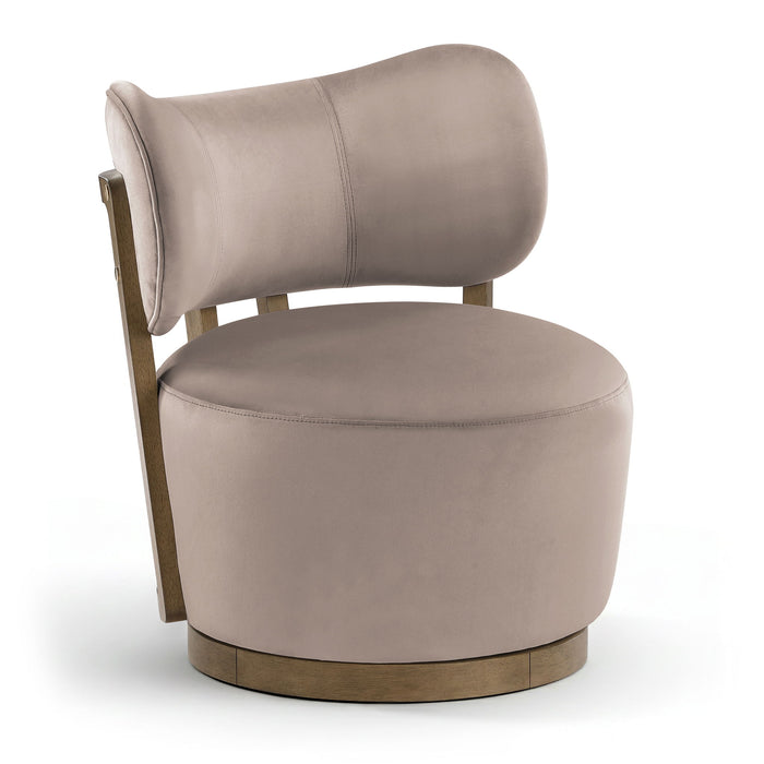 Elara - Velvet Upholstered Swivel Accent Chair - Taupe - Simple Home Plus