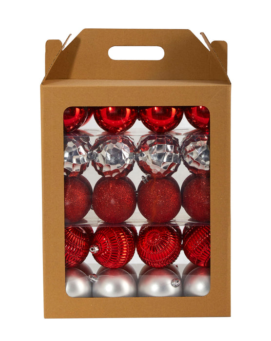 Holiday Shatterproof 40 Count Xmas Tree Ornament Set 80mm