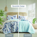 Gabby - Twin/Twin Long Reversible Floral Botanical Seersucker Comforter Set - Navy/Blue - Simple Home Plus