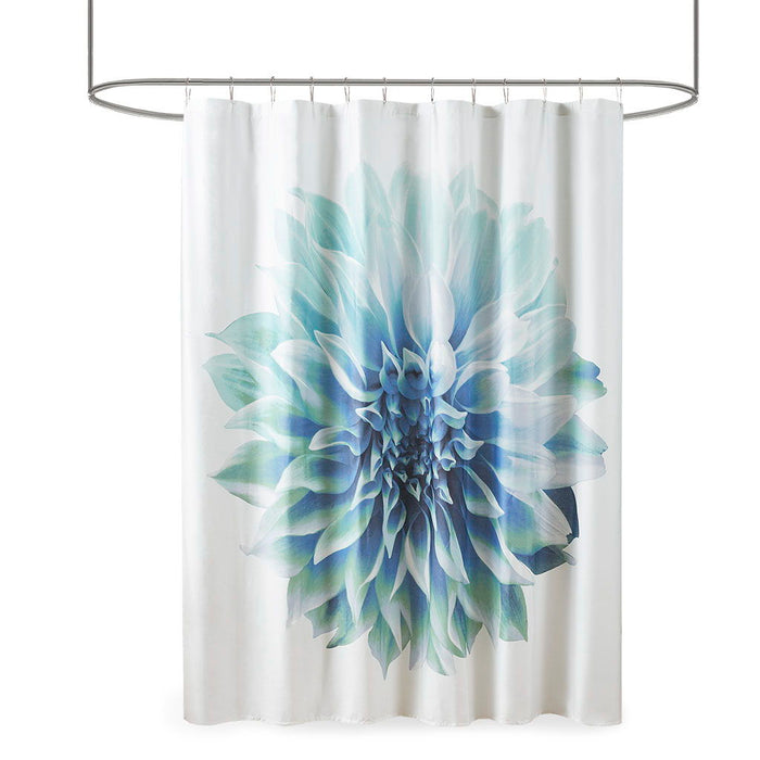 Norah - Printed Floral Shower Curtain - Aqua - Simple Home Plus