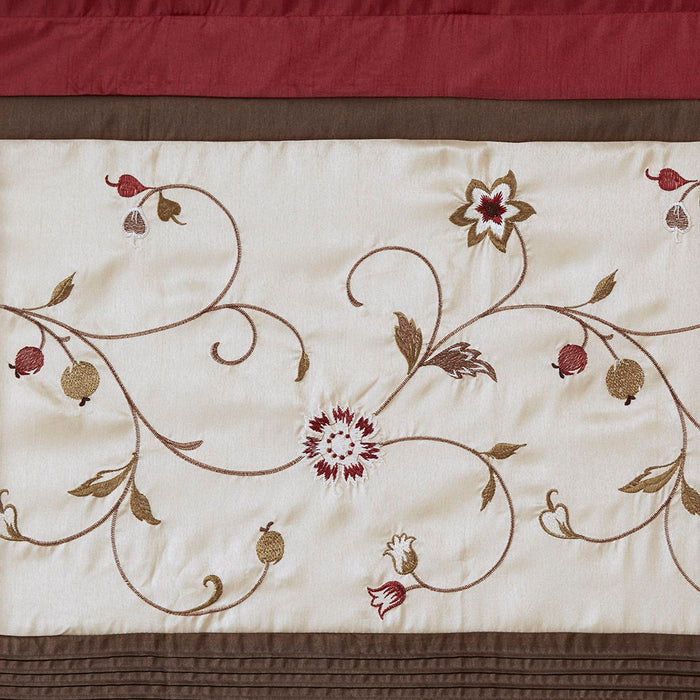 Serene - Embroidered Window Panel - Red - Simple Home Plus