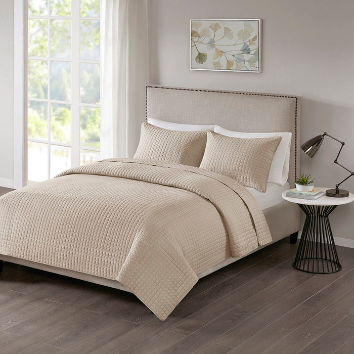 Otto - King 3 Piece Reversible Coverlet Set - Neutral - Simple Home Plus