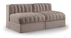 Rummi - Velvet Performance Fabric Upholstered 2 Piece Modular Armless Loveseat - Simple Home Plus