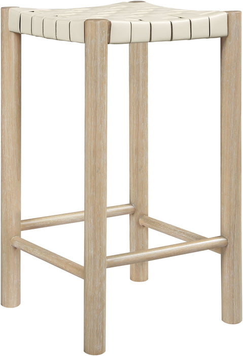 Entwine - Vegan Leather Upholstered Backless Counter Stool - Painted Natural - Simple Home Plus