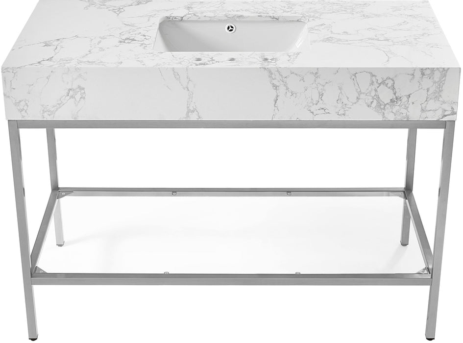 Marmo - Engineered Marble Bathroom Vanity With Chrome Base - Simple Home Plus