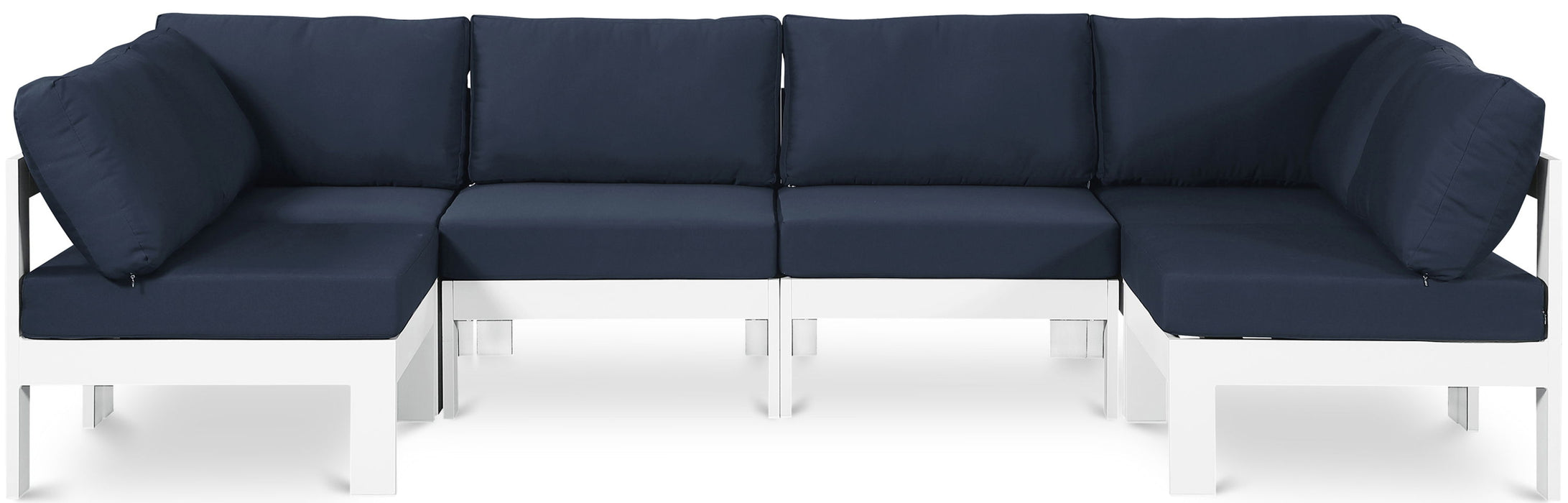 Nizuc - Outdoor Patio 6 Piece Modular Sectional With White Frame - Simple Home Plus