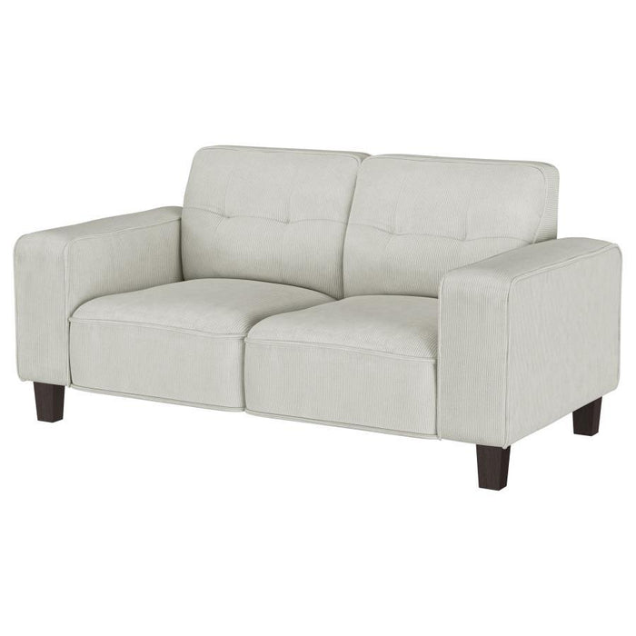Deerhurst - Upholstered Track Arm Tufted Loveseat - Greige - Simple Home Plus