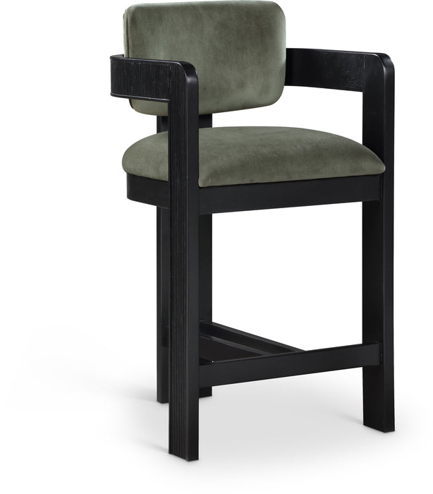Sacha - Velvet Stool With Black Base - Simple Home Plus