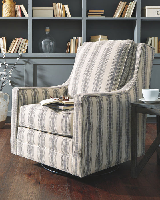 Kambria - Swivel Glider Accent Chair - Ivory / Black