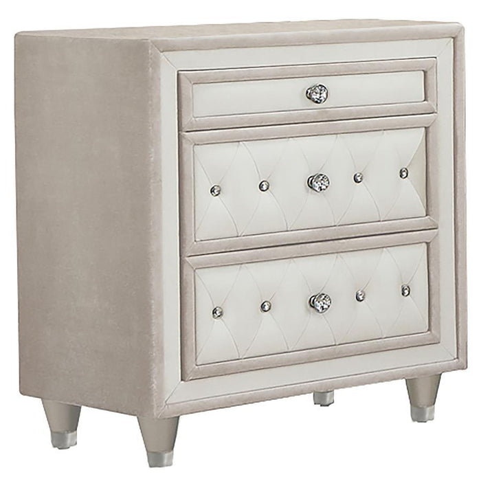 Antonella - Upholstered 3-Drawer Nightstand - Simple Home Plus