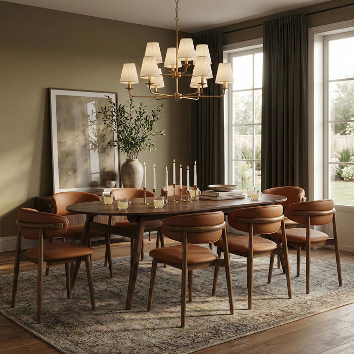 Leesa - Solid Wood And Walnut Veneer Dining Table - Simple Home Plus