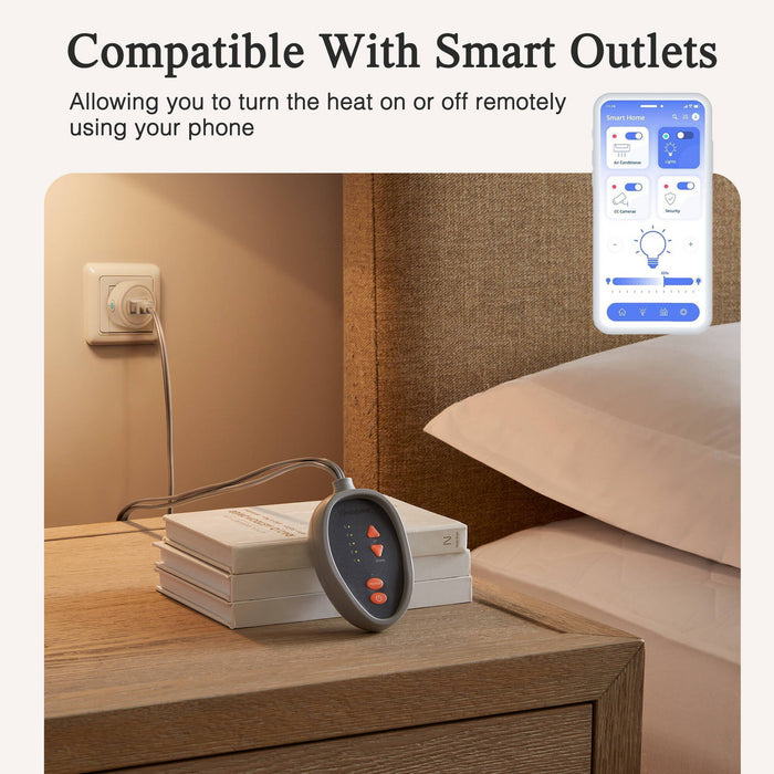 Cotton Blend - Twin Heated Mattress Pad - White - Simple Home Plus