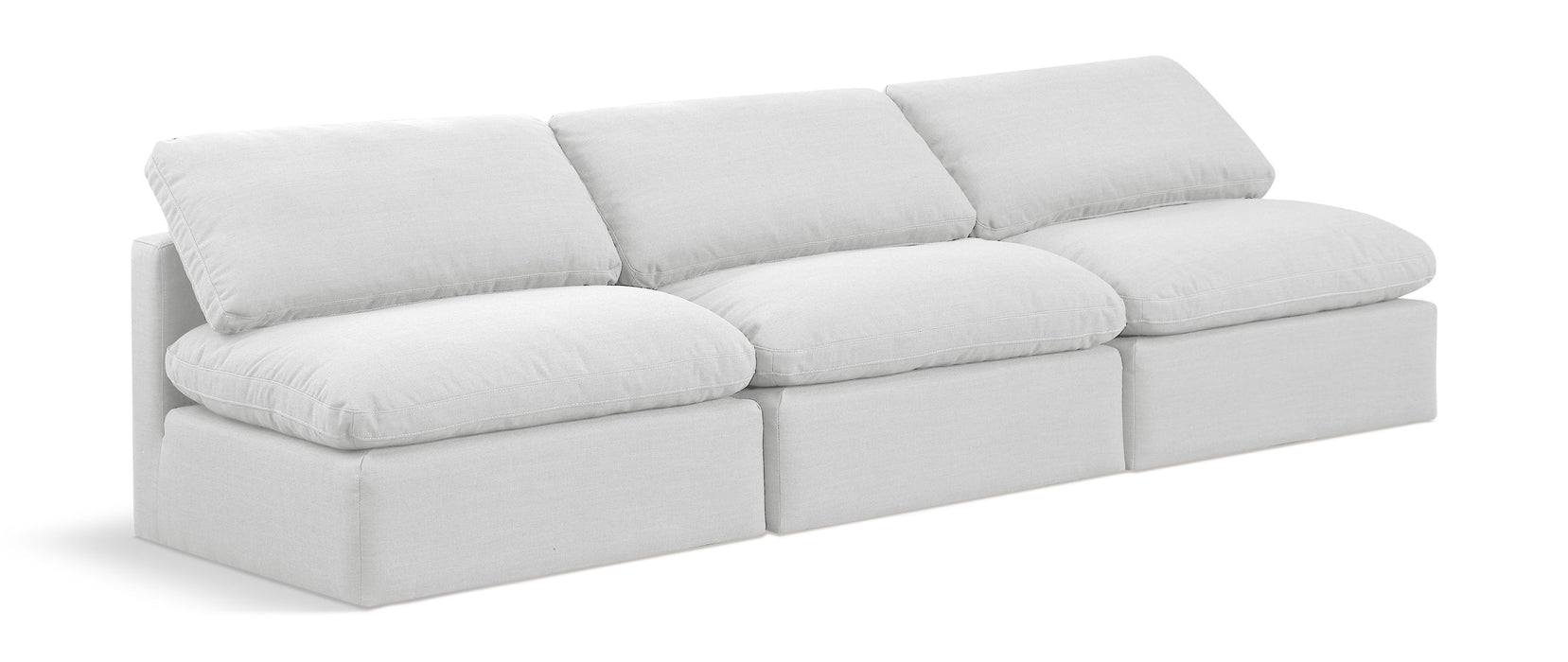 Indulge - Linen 3 Seat Modular Armless Sofa - White - Simple Home Plus