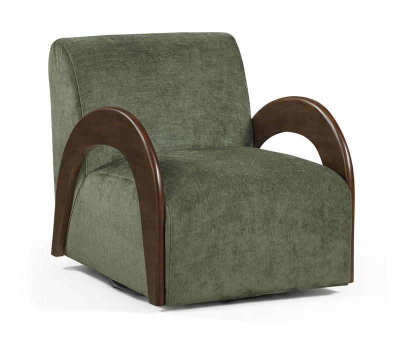 Neria - Chenille Fabric Upholstered Swivel Accent Chair - Painted Brown Base - Simple Home Plus
