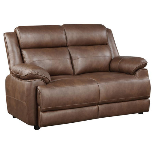 Ellington - Upholstered Padded Arm Loveseat - Dark Brown - Simple Home Plus