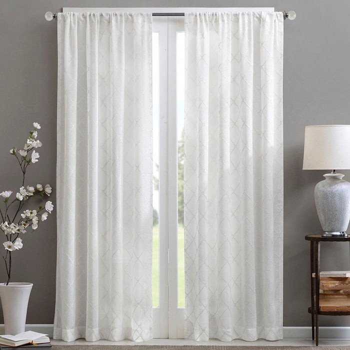 Irina - Diamond Sheer Window Curtain - White - Simple Home Plus