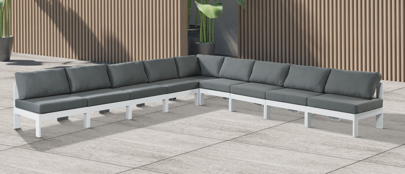 Nizuc - Outdoor Patio 9 Piece Modular Sectional With White Frame - Simple Home Plus