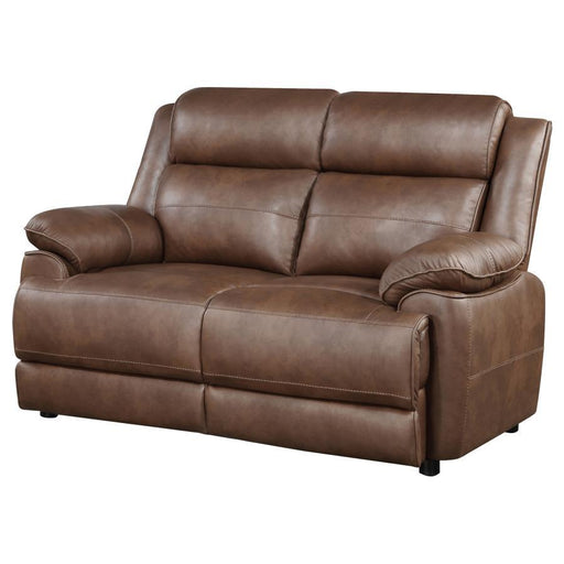 Ellington - Upholstered Padded Arm Loveseat - Dark Brown - Simple Home Plus