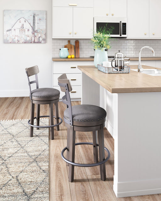 Caitbrook - Gray - UPH Swivel Barstool - Simple Home Plus