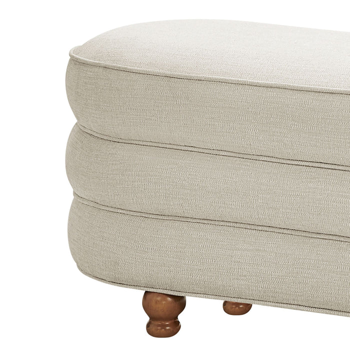 Kylan - Oval Channel Storage Bench With Wooden Ball Feet - Cream