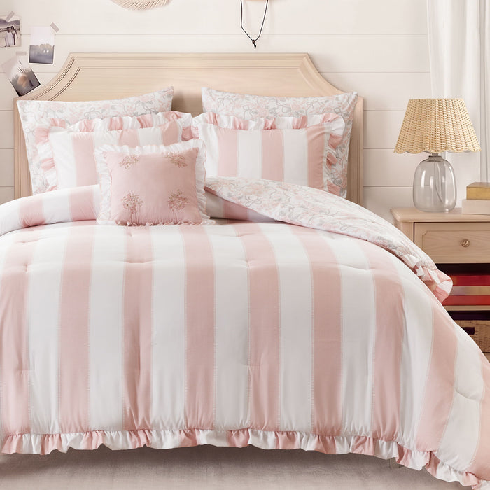 Lara - Twin Long Comforter Set - Pink
