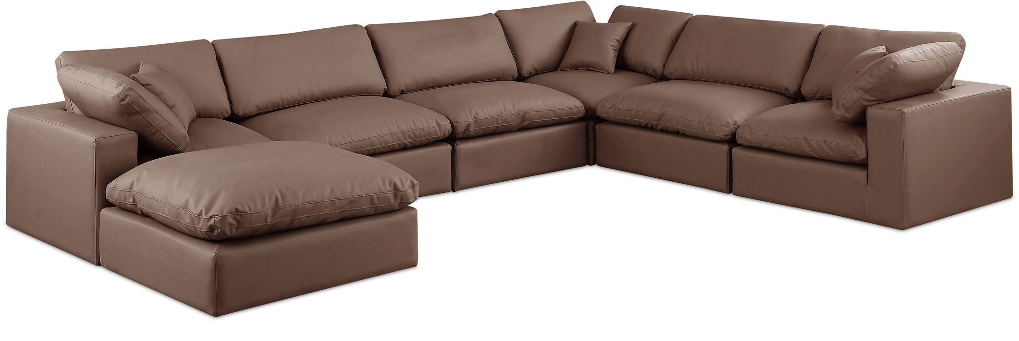 Comfy - 7 Piece Faux Leather Modular Sectional With Chaise - Simple Home Plus