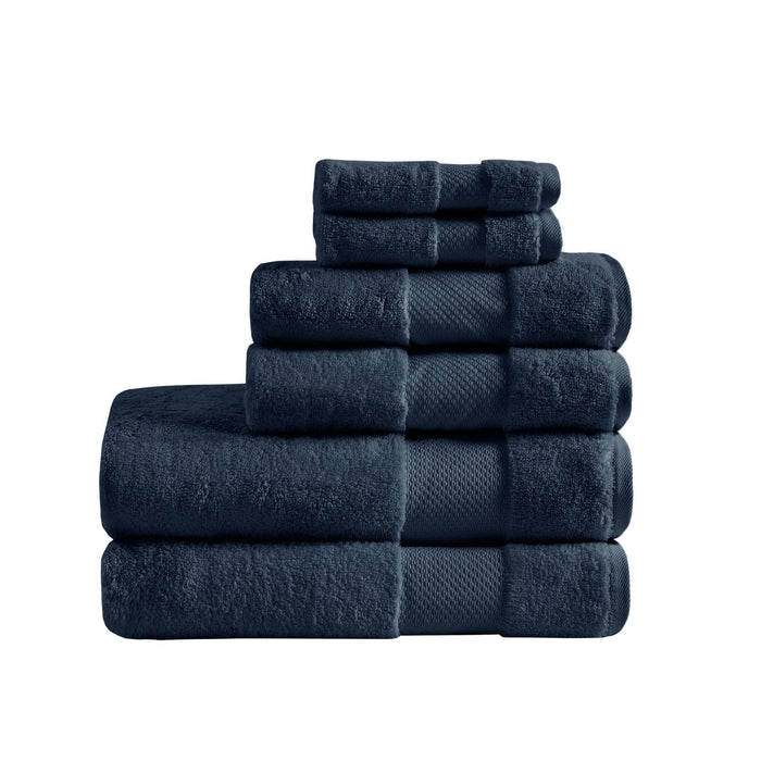 Turkish - 6 Piece Bath Towel Set - Navy - Simple Home Plus