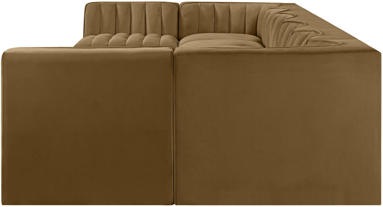 Rummi - Velvet Performance Fabric Upholstered 8 Piece Modular Sectional (With 2 Corner Chairs) - Simple Home Plus