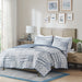 Graham - 3 Piece Full Jacquard Patchwork Quilt Set - Blue - Simple Home Plus