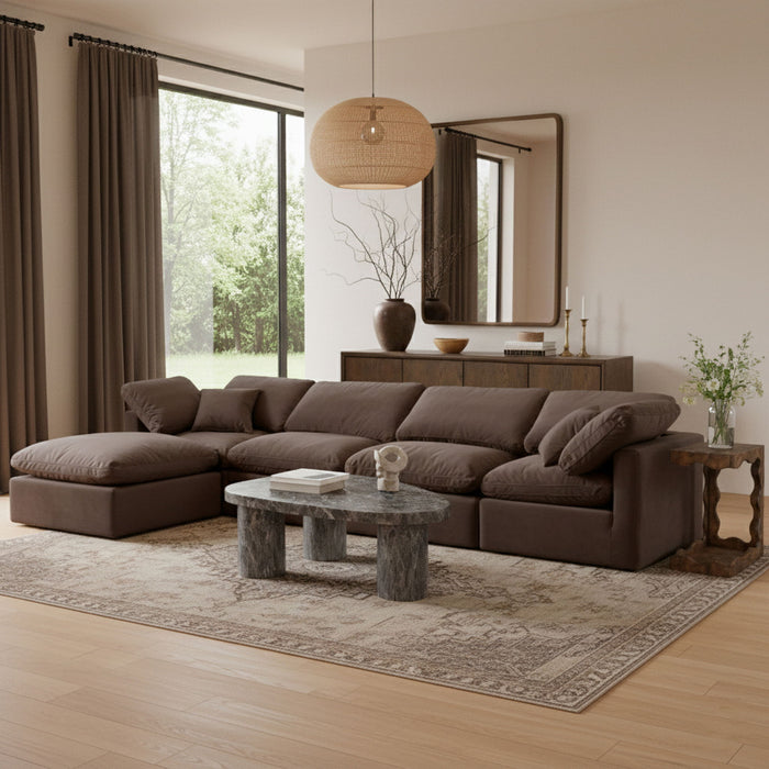 Indulge - Velvet 5 Piece Modular Sectional With Chaise - Simple Home Plus